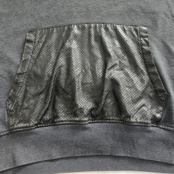 Zoo York Men's 90s Grunge Pullover Sweatshirt Faux Leather Hood Large - Picture 10 of 16